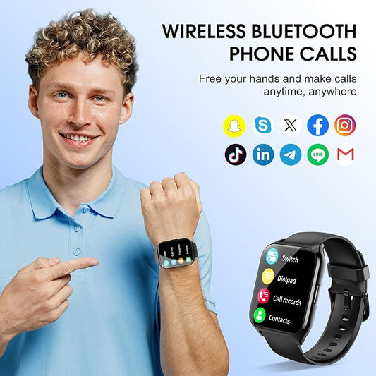 letsfit Smart Watch for Men Women(Answer/Make Calls), 1.85" HD Touch Screen Fitness Watch with Sleep Heart Rate Monitor