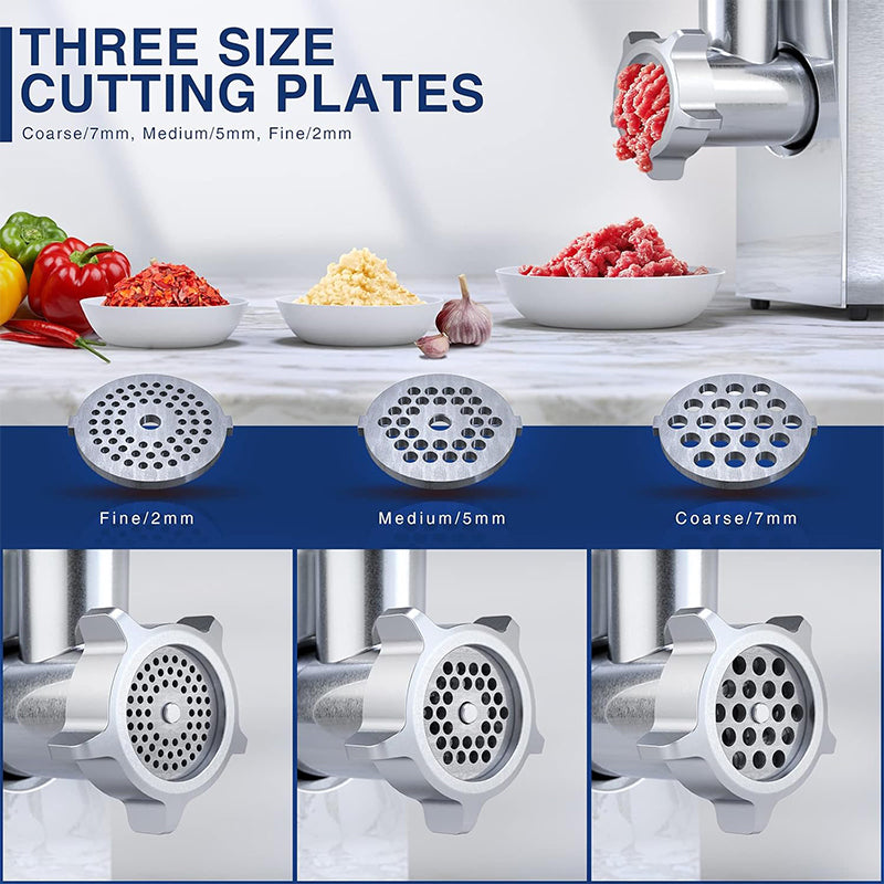 Sencre Meat Grinder, 2600W Max Stainless Steel Meat Grinder Electric, ETL Approved Heavy Duty Meat Mincer Machine with 2 Blades, 3 Plates, Sausage Stuffer Tube & Kubbe Kit for Home Kitchen Use