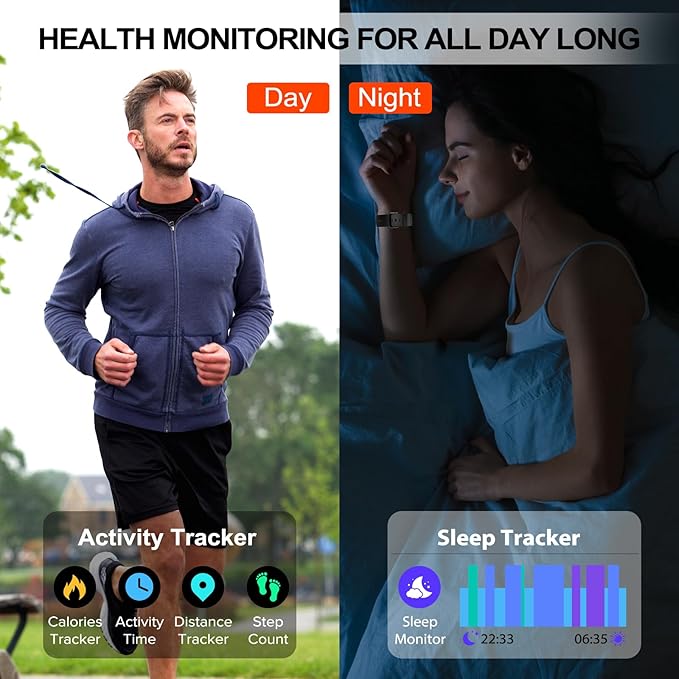 letsfit Smart Watch for Men Women(Answer/Make Calls), 1.85" HD Touch Screen Fitness Watch with Sleep Heart Rate Monitor