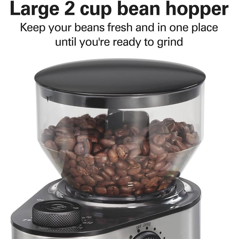 Sencre Beach Electric Burr Coffee Grinder with Large 16oz Hopper & 18 Settings For 2-14 Cups, Stainless Steel