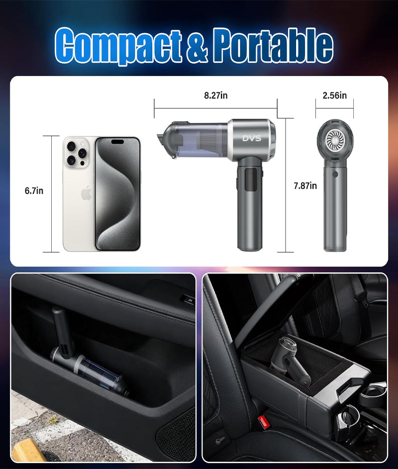 DVS 4-in-1 Car Vacuum Cleaner Portable Cordless Dust Remover 20,000 Pa Brushless Motor Powerful Handheld Wireless Charging Vacuum Cleaner LED Light