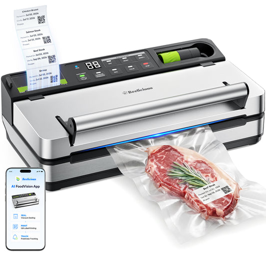 98kPa Smart Vacuum Sealer with FreshTrack Label Printing & Food Manager App