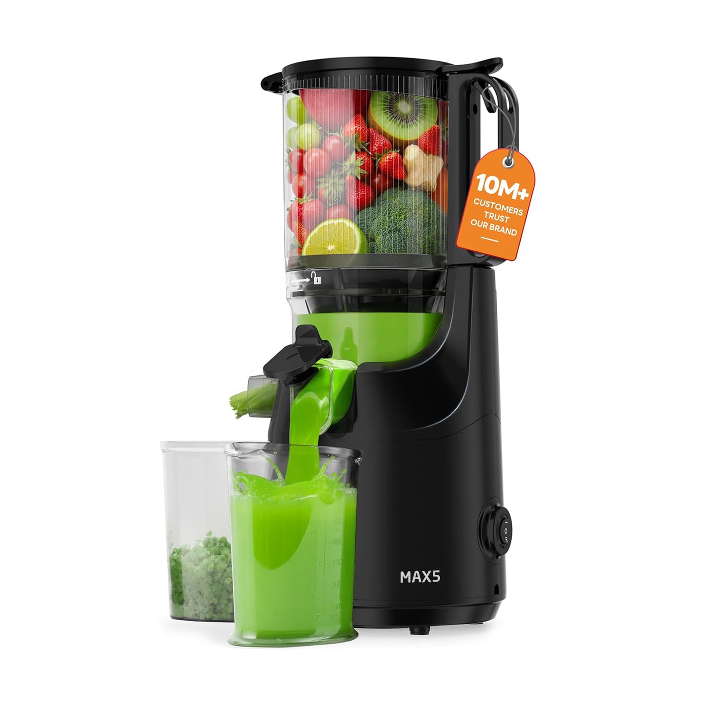 MAX5 Juicer Machines with 5.3" Mega Mouth & Large Feed Chute, Cold Press Juicer for Whole Fruits & Vegetables, Professional Slow Masticating juicer for Batch Juicing, High Juice Yield Easy to Clean