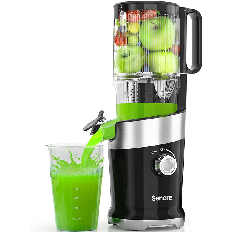Juicer Machines, Sencre Cold Press Juicer,4.9" Wide Mouth Fits for Whole Fruits and Vegetables, Slow Masticating Juicer Easy to Clean, High Juice Yield,Black