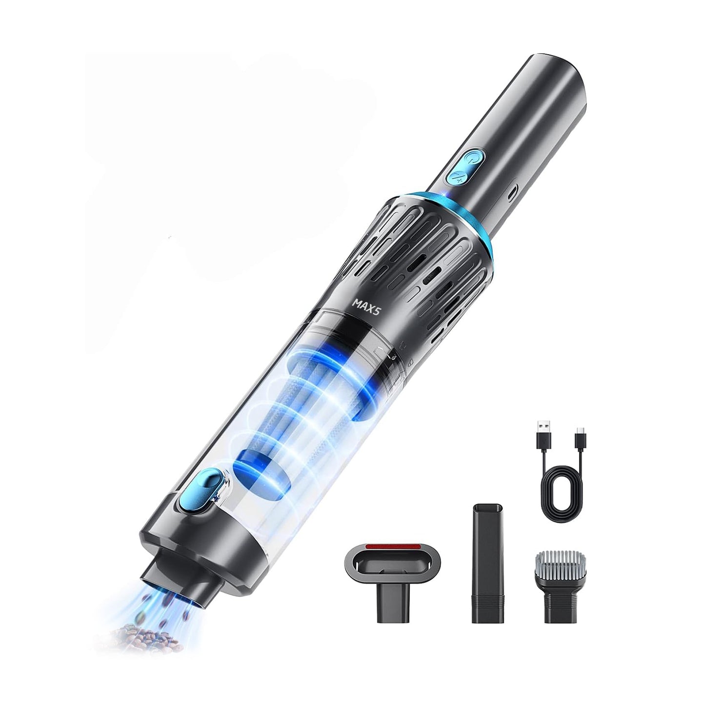 MAX5 Handheld Vacuum Cordless 15000PA Car Vacuum 3-in-1 Hand Held Vacuums 1.1 Pounds Hand Vac Cordless Rechargeable One-Touch Empty for Cleaning Cars Offices Homes Pet Hair and Dust (Blue)