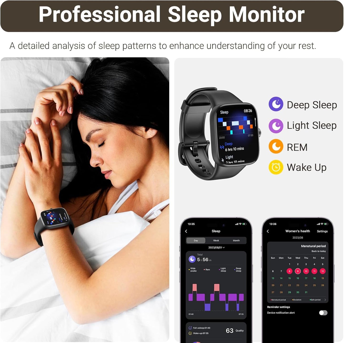 1etsfit  AMOLED S7 Smart Watch Bluetooth Call 1.85” Ultra HD Screen,Dynamic Dials Messages Push 100+ Sports Modes