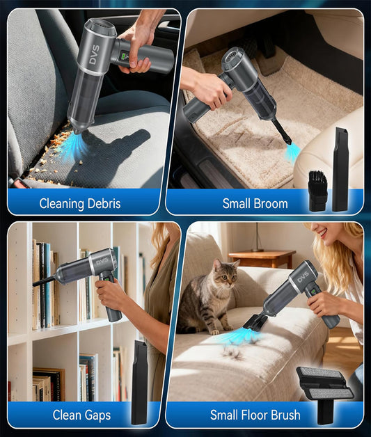 DVS 4-in-1 Car Vacuum Cleaner Portable Cordless Dust Remover 20,000 Pa Brushless Motor Powerful Handheld Wireless Charging Vacuum Cleaner LED Light