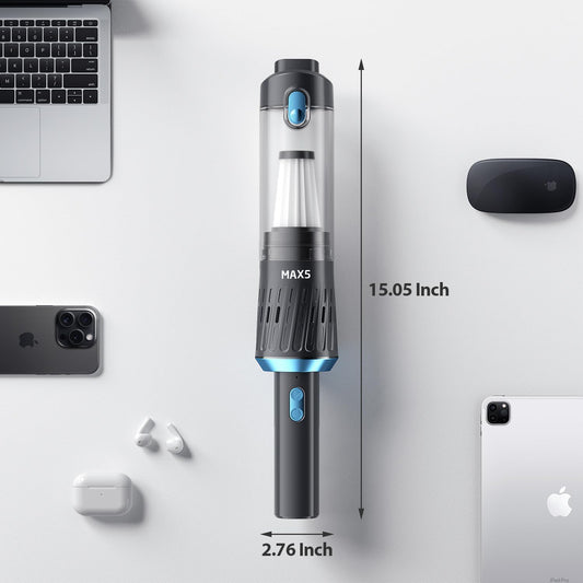 MAX5 Handheld Vacuum Cordless 15000PA Car Vacuum 3-in-1 Hand Held Vacuums 1.1 Pounds Hand Vac Cordless Rechargeable One-Touch Empty for Cleaning Cars Offices Homes Pet Hair and Dust (Blue)