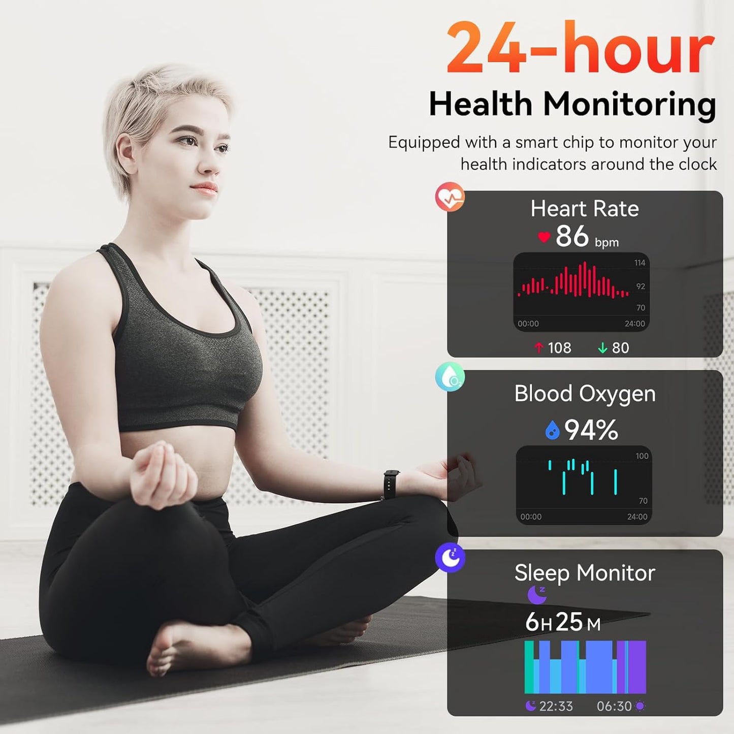 BeeFlavor Smart Watch with Alexa Built-in, 1.83" HD Touchscreen, Digital Bluetooth Calling, IP68 Waterproof Fitness Tracker, 120+ Sports Modes, 24/7 Heart Rate/Sleep Monitor for iPhone Android (Black)