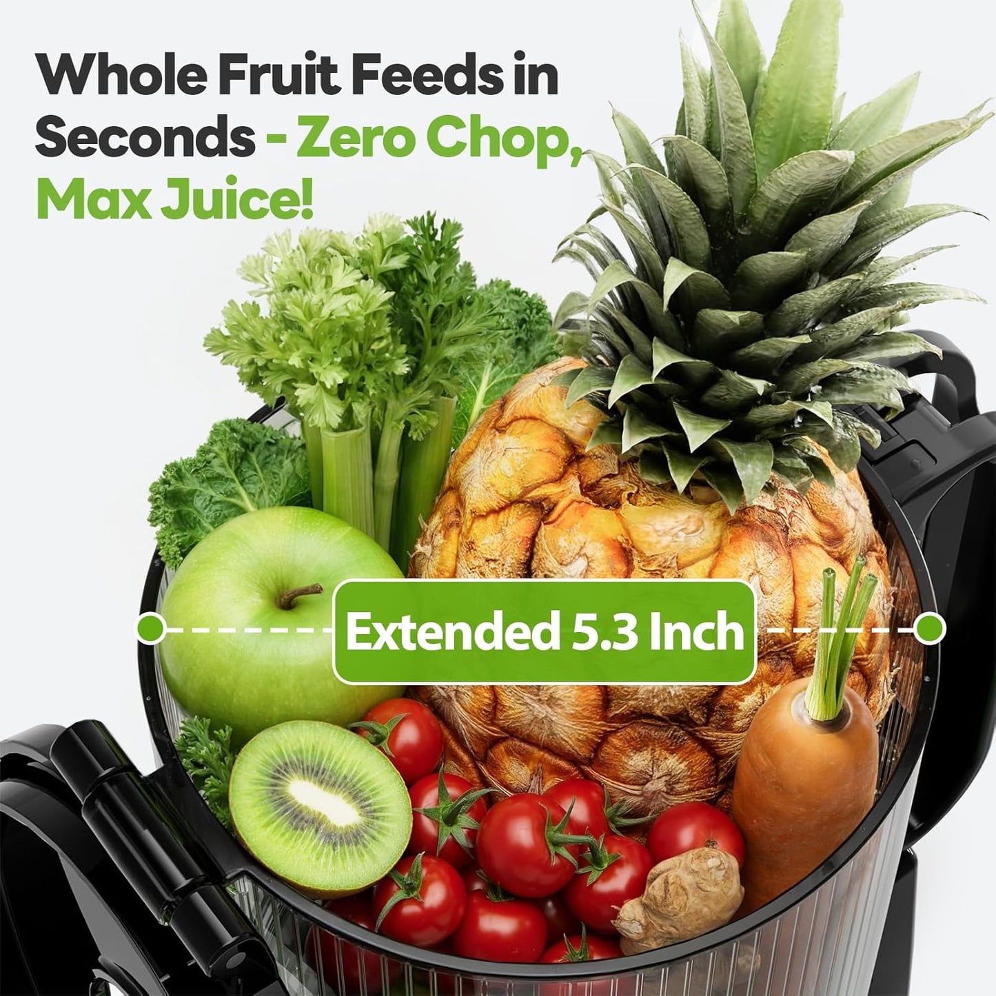 MAX5 Juicer Machines with 5.3" Mega Mouth & Large Feed Chute, Cold Press Juicer for Whole Fruits & Vegetables, Professional Slow Masticating juicer for Batch Juicing, High Juice Yield Easy to Clean