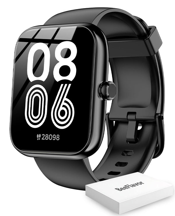 BeeFlavor Smart Watch with Alexa Built-in, 1.83" HD Touchscreen, Digital Bluetooth Calling, IP68 Waterproof Fitness Tracker, 120+ Sports Modes, 24/7 Heart Rate/Sleep Monitor for iPhone Android (Black)