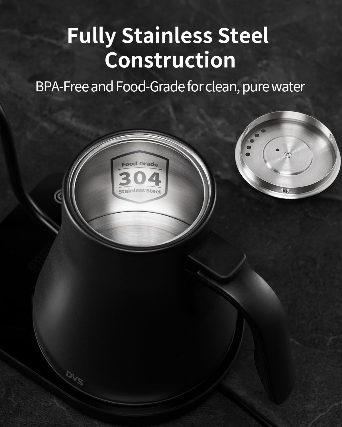 DVS Gooseneck Electric Kettle with 1-Degree Precision Temperature Control