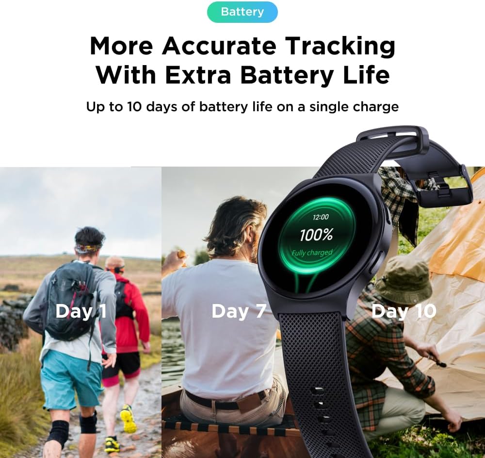 BeeFlavor Moto Watch 120 - Premium Bluetooth Smartwatch with AMOLED Display, 10-Day Battery, Heart Rate & SpO2 Tracking, Fitness & Health Monitoring, Compatible with Android and iPhone - Phantom Black