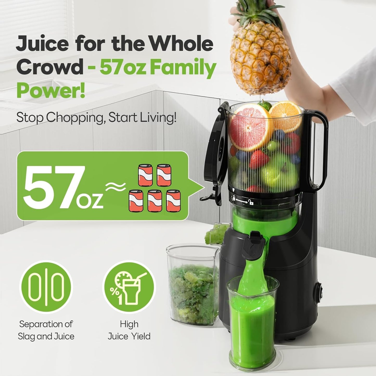 MAX5 Juicer Machines with 5.3" Mega Mouth & Large Feed Chute, Cold Press Juicer for Whole Fruits & Vegetables, Professional Slow Masticating juicer for Batch Juicing, High Juice Yield Easy to Clean