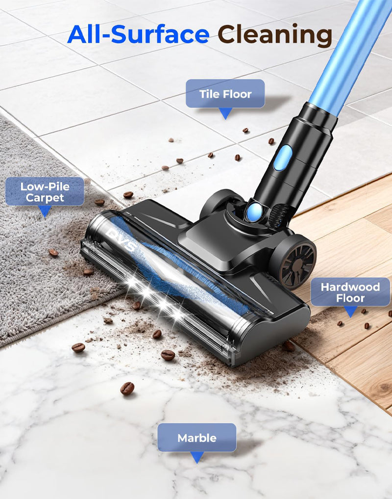 DVS Cordless Vacuum Cleaner, Lightweight Stick Vacuum with Powerful Suction