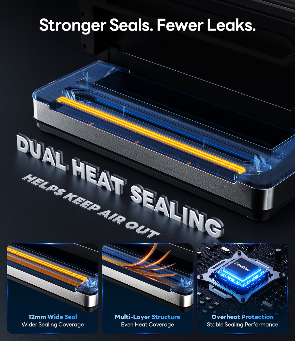 98kPa Smart Vacuum Sealer with FreshTrack Label Printing & Food Manager App