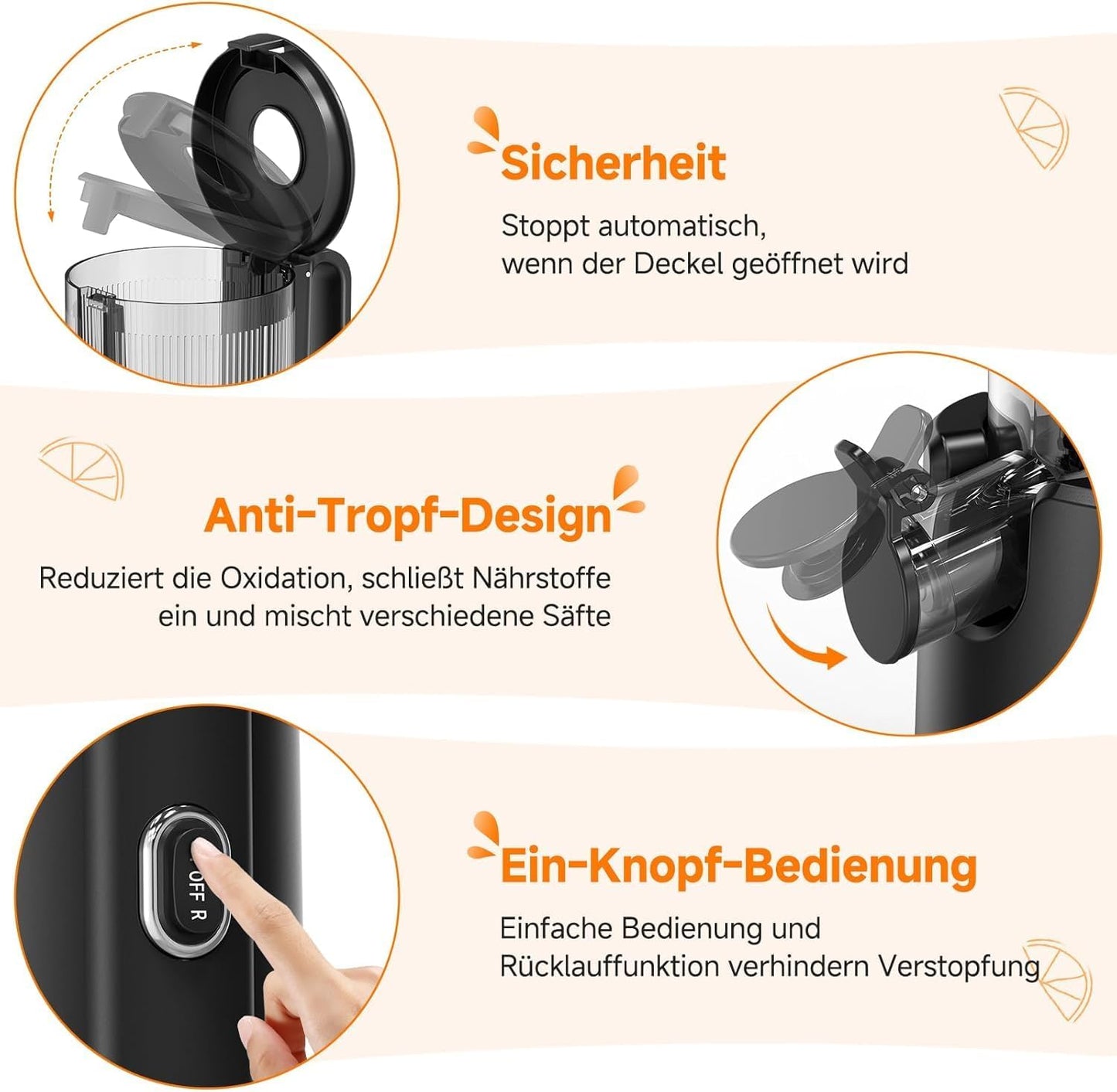 MAX5 Cold Press Juicer with 5.4" Wide Feed Chute - Slow Masticating Juicer Extractor for Whole Fruits & Vegetables - Quiet Motor, Easy to Clean with Brush - High Juice Yield - Black