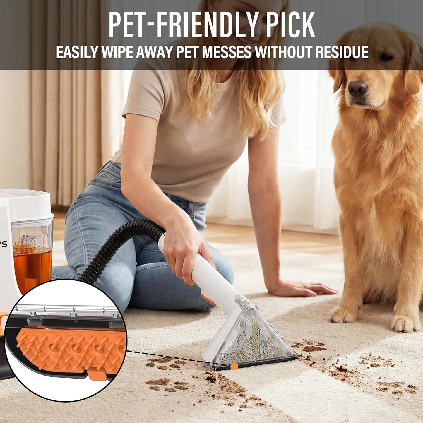DVS Portable Carpet & Upholestery Cleaner Machine for Pets, Spot, Stain,Couch Cleaner Machine with 15Kpa Powerful Suction