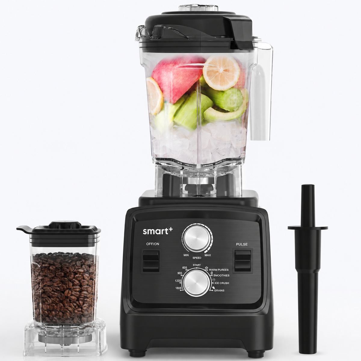 Beelicious Smart+ 1800W Professional Blender, 68 Oz. Large Capacity, 2-in-1 Blender & Grinder Combo, BPA-Free Countertop Blender for Smoothies, Ice Crush & Frozen Drinks, Platinum