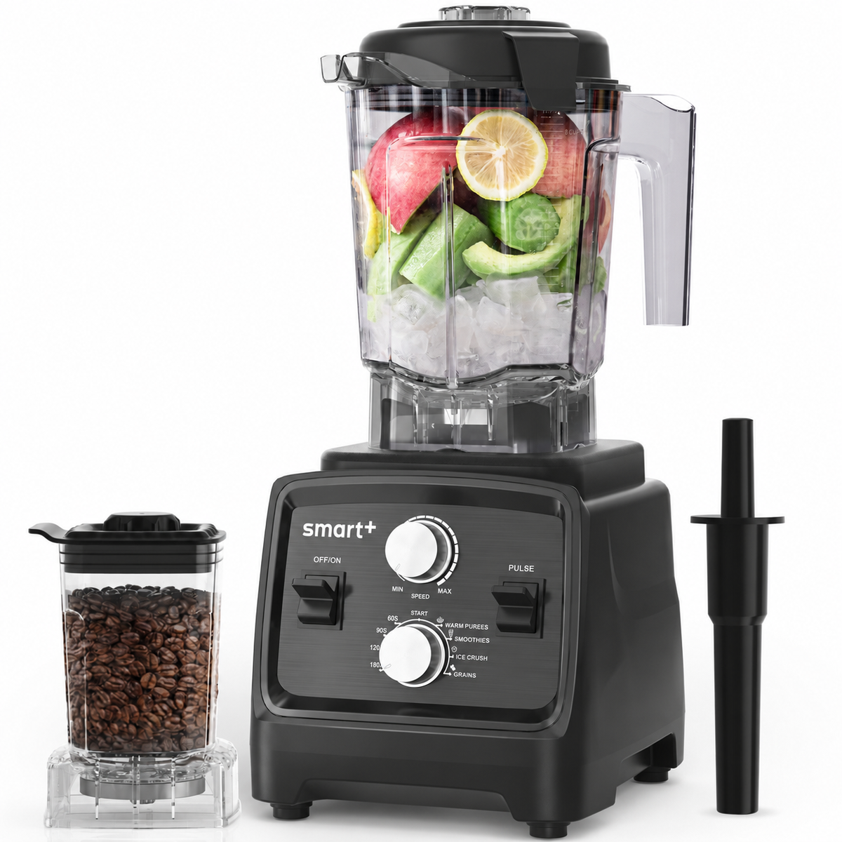 Beelicious Smart+ 1800W Professional Blender, 68 Oz. Large Capacity, 2-in-1 Blender & Grinder Combo, BPA-Free Countertop Blender for Smoothies, Ice Crush & Frozen Drinks, Platinum