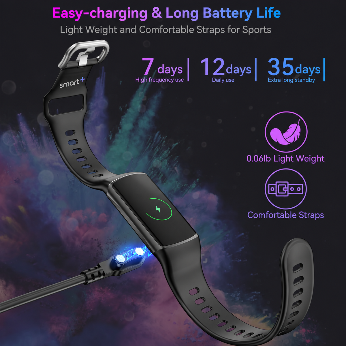 Beelicious Smart+ Fitness Smart Watch with 24/7 Heart Rate & Wellness Tracking, Blood Oxygen, Sleep Monitor, 120+ Sports Modes, Activity Tracker, IP68 Waterproof for Android & iPhone, Women & Men